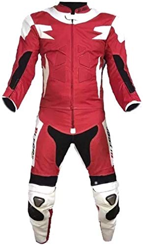 Biesse - Mono de moto para adulto de piel y tejido - Divisible en 2 piezas: chaqueta y pantalón - Ajustable - Tallas desde XS a 4XL - Mono de moto con protecciones CE