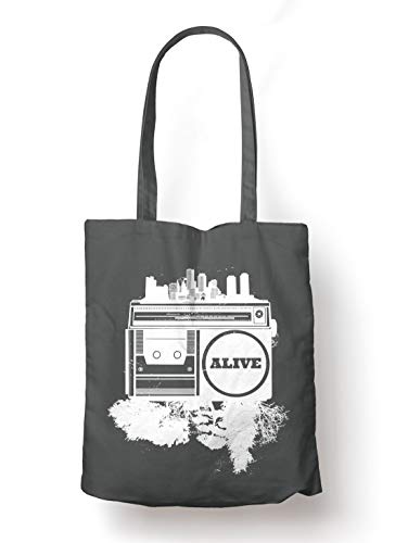 BLAK TEE Alive Hip Hop Organic Cotton Reusable Shopping Bag Grey