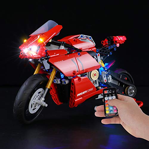 BRIKSMAX Kit de Iluminación Led para Lego Technic Ducati Panigale V4 R,Compatible con Ladrillos de Construcción Lego Modelo 42107, Juego de Legos no Incluido (Versión de Control Remoto)