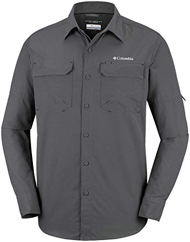 Columbia XO0665 Camisa de Excursionismo de Manga Larga para Hombre, Silver Ridge II Long Sleeve Shirt, Gris (Grill)), M