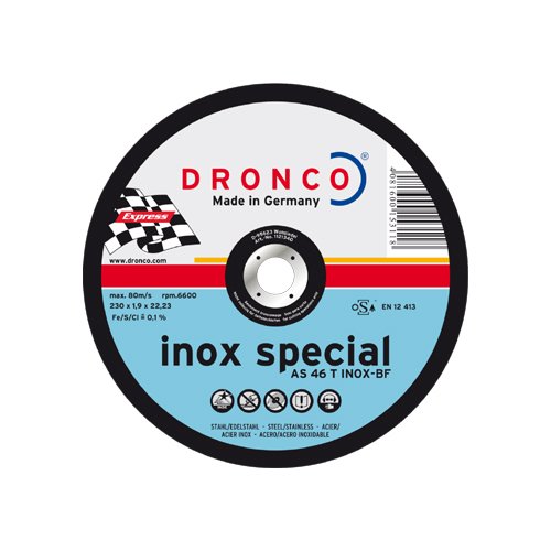 Dronco AS30TINOXCG-150 Discos de Corte Metal, As 46/As 30 T Inox Cut + Grind Special, 150 Mm Diámetro, 3.5 Mm Espesor, 22.23 Mm Diámetro Eje, 10,200 RPM