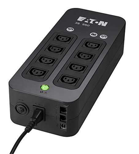 Eaton 3S UPS 550VA - 3S550IEC - Sistema de alimentación ininterrumpida SAI - 8 salidas tipo IEC - Off-Line - negro