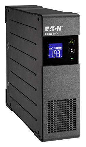 Eaton Ellipse PRO 850 IEC - Fuente de alimentación ininterrumpida (SAI) 850 VA con protección de sobrevoltaje (4 salidas IEC) y regulación de voltaje (AVR), Negro