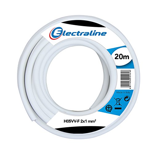 Electraline 11425, Cable para Extension Electrica H05VV-F, Sección 2G1 mm, 20 mt, Blanco