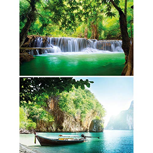 GREAT ART Juego de 2 Carteles XXL Cascada y decoración de la Pared de la bahía Set paraíso y Naturaleza - Tailandia Asia Tropics Rainforest Photo - Tapiz fotográfico (140 x 100 cm)