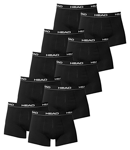 Head - Calzoncillos de hombre tipo bóxer, 10 unidades, en muchos colores, hombre, Head Boxer Short, negro, large