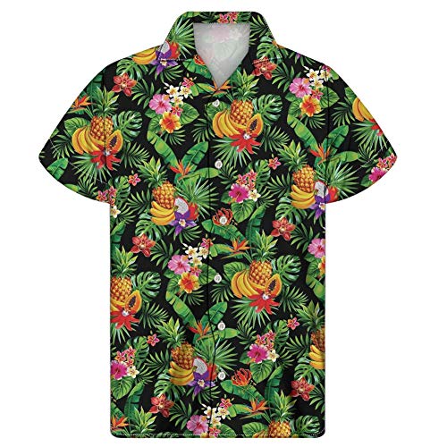 HUGS IDEA - Camiseta de manga corta unisex con estampado de frutas hawaianas Frutas Tropicales 9 L