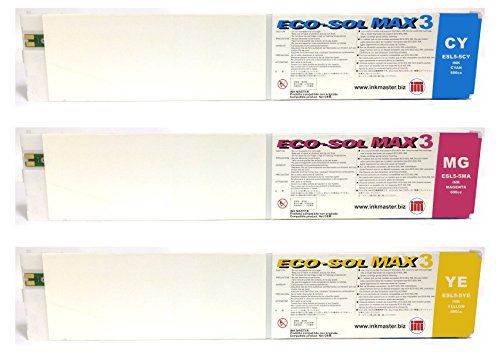 Ink Master - Set 3 Cartucho remanufacturado Roland Eco-Sol MAX 3 CMY para Roland BN-20 RF-640 SP-300i SP-540i VS-300i VS-540i VS-640i XR-640
