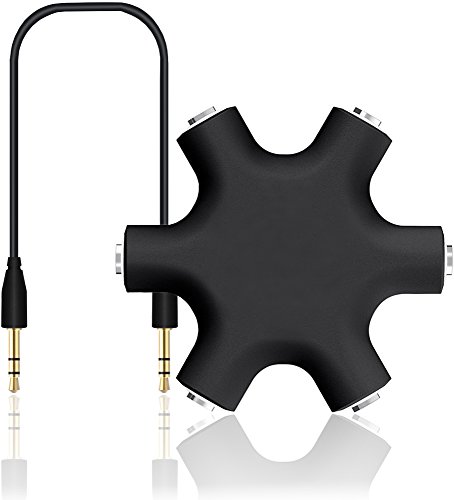 innoGadgets Divisor de Jack | Distribuidor para Jack de 3.5mm con 6 Conexiones | Incluye Cable para conectar a la Fuente de Audio