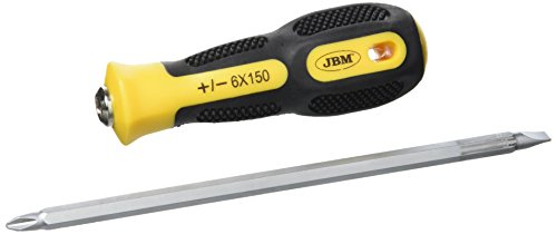 JBM 51955 Destornillador reversible plano estrella, amarillo, 6 x 150 mm