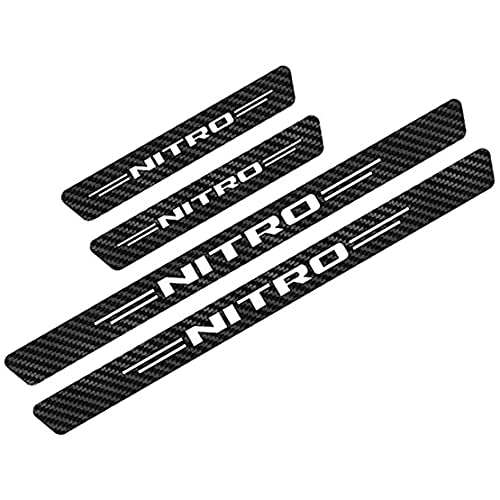 JJZRB 4Pcs Coche Fibra Carbon Umbral Decoración Estribos, para Dodge Nitro Bienvenida Pedal Antiarañazos Protección Kick Plates Pegatina, Car Styling Accessories