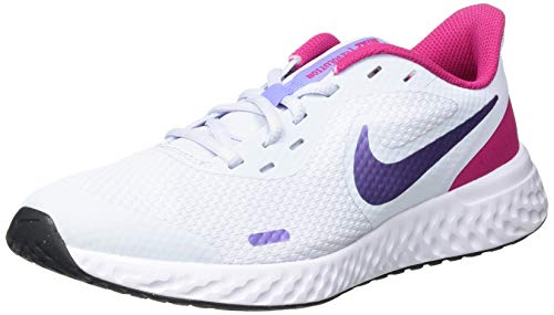 Nike Revolution 5 (GS), Running Shoe, Football Grey/Purple Pulse-Fireberry-White, 36.5 EU