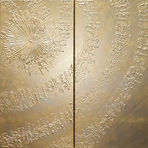 oro remolino Abstracto A633 - díptico industrial con textura, arte original, pinturas abstractas con textura del artista Ksavera