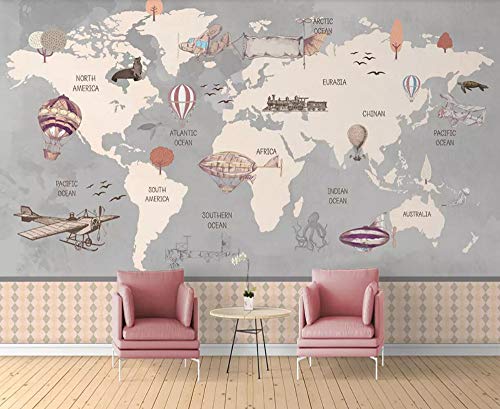 Pared Papel 3D Papel Pintado Murales Mapa Del Mundo Dibujado A Mano Náutico Globo Aerostático Dormitorio Sala Tv Fondo Decoración de Pared decorativos Murales