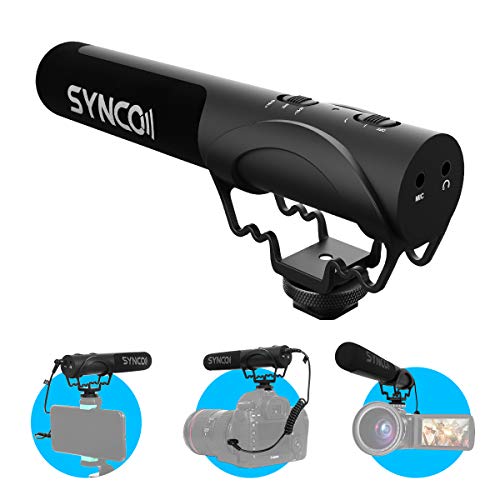 SYNCO Mic M3 Micrófono-Cámara-Reflex-DSLR-Externo, Shotgun Micrófono Direccional para Camara y Móvil, Microfono Condensador Supercardioide Compatible para Canon, Sony, Nikon, Panasonic