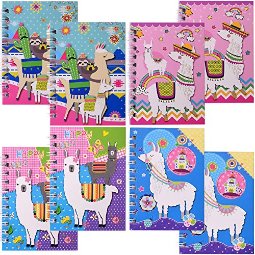 TE-Trend 8 unidades con diseño de alpaca Alpaca con espiral, para niños, niñas, 40 hojas, 75 x 105 mm, 4 compartimentos, varios colores