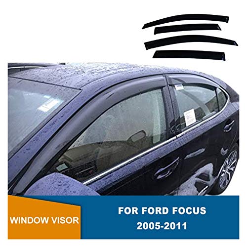 Ventanillas Viento y Lluvia para Ford Focus 2005 2006 2007 2009 2010 2010 2011 Lado Ventana Deflectores Negro Visor Weathershields Wind Rain Guards Deflectores Aire