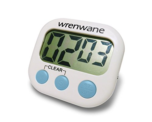 Wrenwane temporizador digital de cocina, números grandes, alarma, respaldo magnético, color blanco