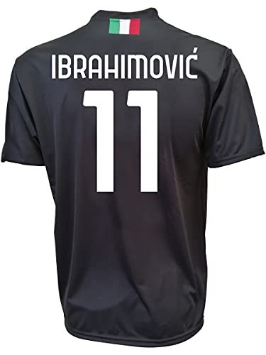 3rsport Camiseta Milan Ibrahimovic 11 negra réplica autorizada para niño (tallas 2 4 6 8 10 12) adulto (S M L XL (8/9 años)