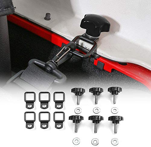 6pcs Hard Top Quick Removal Fastener Thumb Screws and Tie Down D-Rings Anchors Fit for J-eep Wrangler Sports Sahara Rubicon X & Unlimited YJ TJ LJ JK JL 1995-2021
