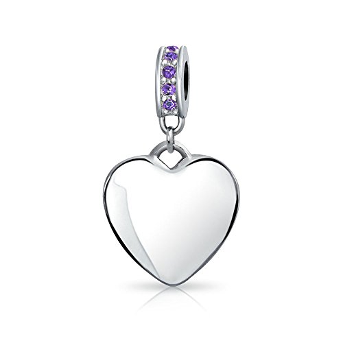 Abalorio Colgante Del Corazón Púrpura De Cristal Encanto Nacimiento Mes Febrero El Encanto Pulsera Europea Para Mujer