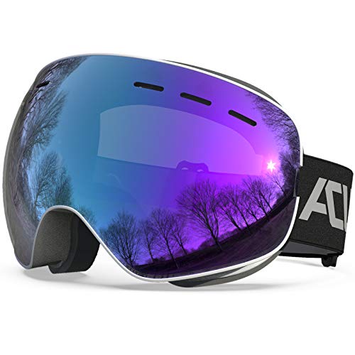 ACURE Gafas de Esquí, Máscara Gafas Esqui Snowboard Esquiar OTG sin Marco Doble Lente con protección Anti Niebla y UV400 para Hombre Mujer Adultos Juventud Jóvenes Chicos Chicas