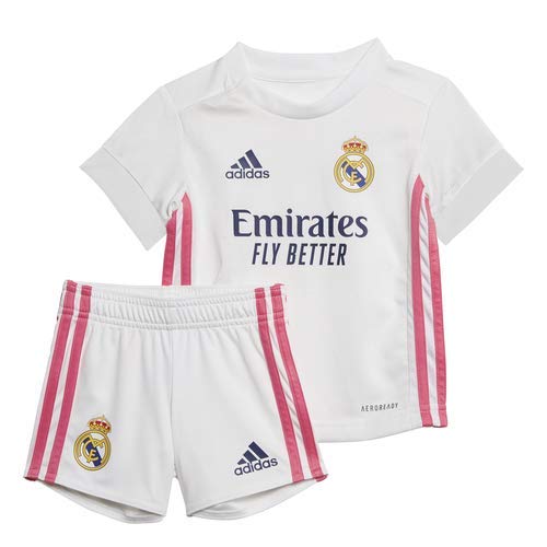 Adidas Real Madrid Temporada 2020/21 Equipación Completa Oficial, Niño, Blanco, 74 cm (Baby)