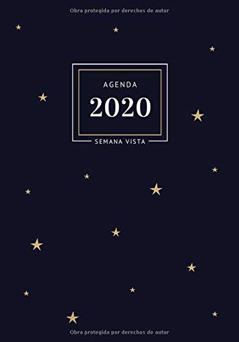 Agenda 2020 Semana Vista: 12 Meses Enero 2020 a Diciembre 2020 | Planificador Semanal y Mensual con Habit Tracker | Tamaño Medio | Diseño de Estrellas