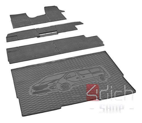 Alfombrilla para maletero y alfombrillas de goma adecuadas para Opel Vivaro B desde 2014 hasta 2019 L2 + protector de coche