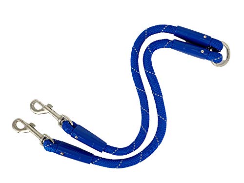 AVANZONA Correa Perro Doble Nylon Redondo antitirones para pasear 2 Perros simultáneamente Ideal Paseos y Entrenamiento Doble para Perros pequeños medianos y Grandes 1.3 * 55cm (Azul)