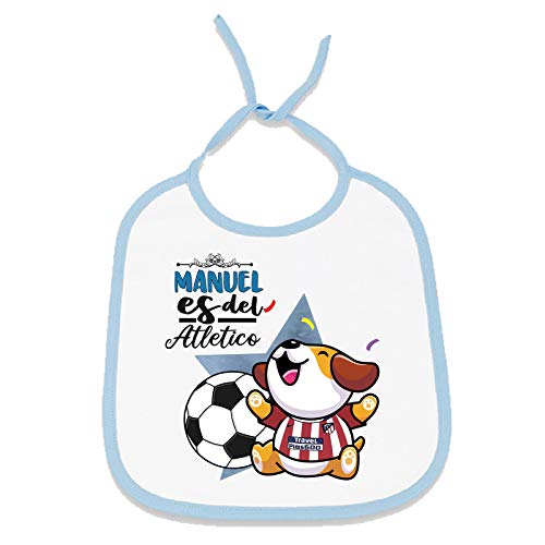 Babero personalizado nombre de bebé equipo de fútbol, niño y niña (Atlético Madrid, Niño)