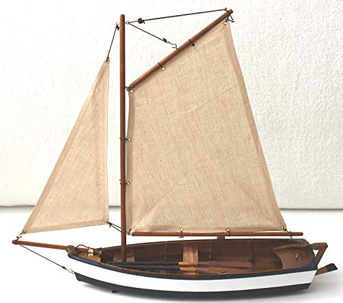 Barco de Vela Modelo 54x32cm Barco de Madera con Vela Remo Correa