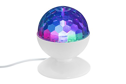 Briloner Leuchten Lámpara de mesa LED con efectos de luz de discoteca multicolor, accesorio especial para fiestas con cambio de color RGB, bola de discoteca para niños, lámpara giratoria
