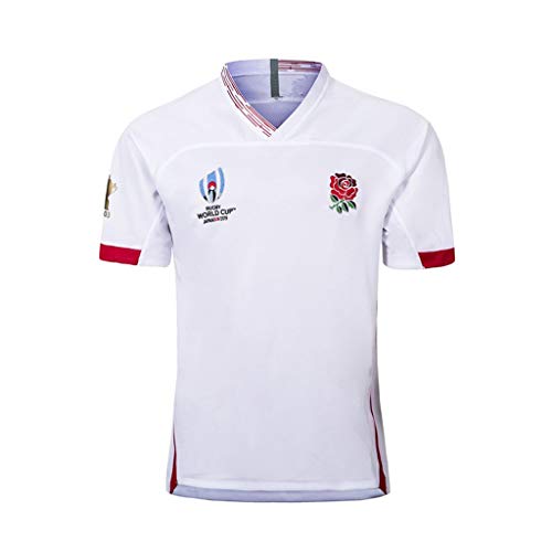 Camiseta de Rugby -2019 Copa del Mundo de Rugby de Inglaterra hogar lejos Camiseta de fútbol, ​​los Hijos Adultos de Deportes del Juego de Entrenamiento de fútbol (Color : White, Size : S)