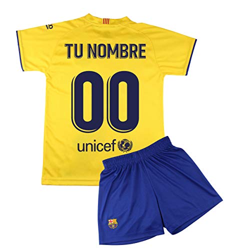 Champion's City Kit - Personalizable - Camiseta y Pantalón Infantil Segunda Equipación - FC Barcelona - Réplica Autorizada