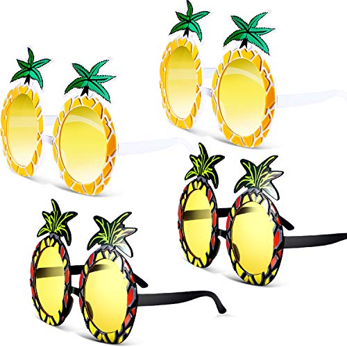 Chinco 4 Pares de Gafas de Sol de Piña Gafas Hawaianas Tropicales Adornos para Accesorios de Fiesta de Disfraz, 2 Estilos