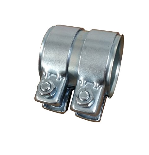 Conector de tubo de escape de 65 mm de diámetro x 80 mm, galvanizado, conector universal + 2 abrazaderas de escape 69,5