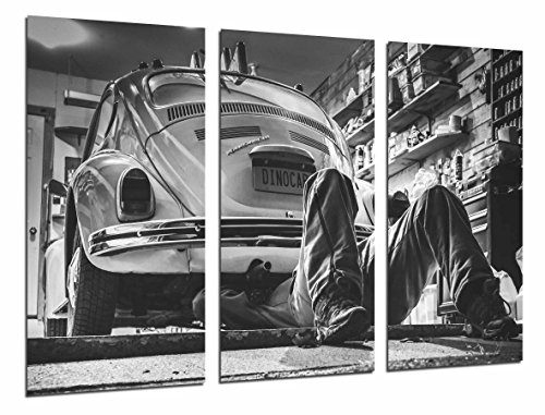 Cuadro Fotográfico Coche vintage, escarabajo blanco y negro Tamaño total: 97 x 62 cm XXL