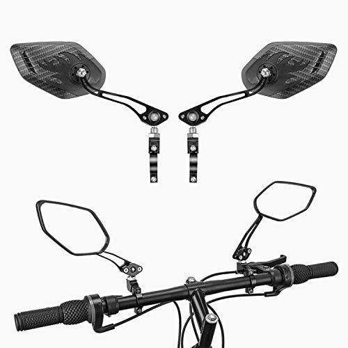E-More 1 par Bicicleta Espejo Retrovisor Ajustable Universales Lente de Espejo Retrovisor de Bicicleta para Bicicleta de Monta/Bicicleta/E-Bike/Monopatín/Silla de Ruedas/Andador