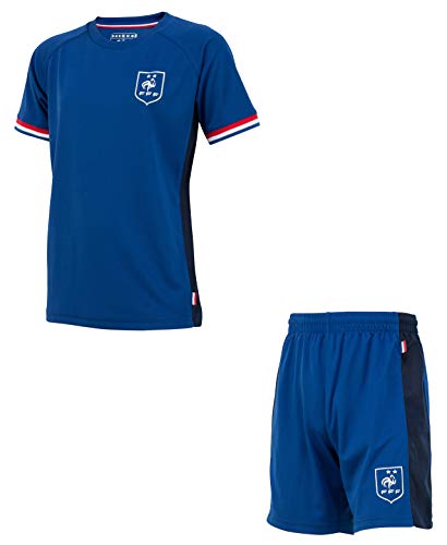 equipo de fútbol de Francia y camiseta de fútbol FFF, colección oficial para niño, Niñas, color azul, tamaño 12 años