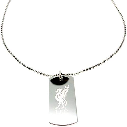 Etiqueta y cadena para perro con escudo grabado de acero inoxidable del Liverpool FC