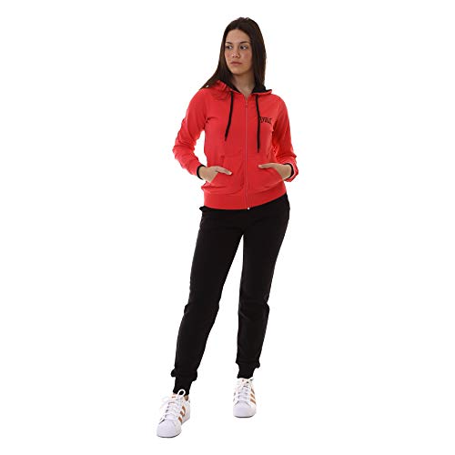 Everlast Chándal para mujer ligero completo deportivo elástico con capucha coral negro Rosa Coral Negro L