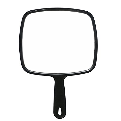 Fablcrew - Espejo de peluquería manual para salón de peluquería profesional, color negro con asa