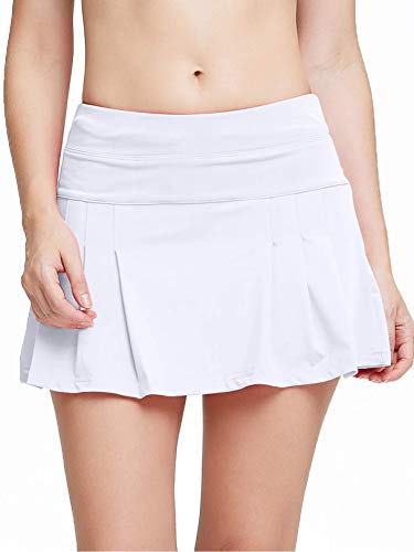 Falda Pantalón Deportiva de Tenis para Mujer Cintura Alta Falda para Correr Secado rápido Yoga Corto con Bolsillos Niñas Faldas Blanco S