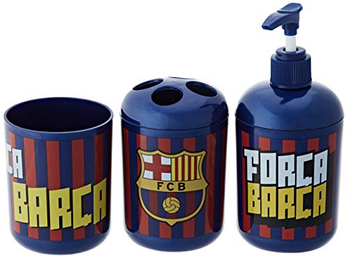 FCB Accesorios de Baño F.C. Barcelona (3 Piezas), Dorado, Talla Unica