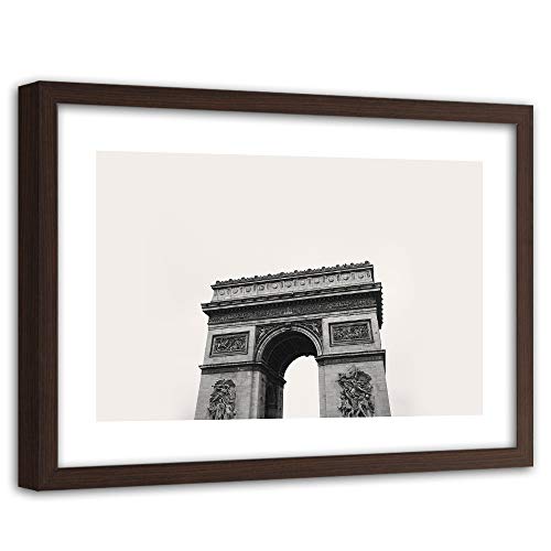 Feeby Impresión Enmarcado marrón Arco di Trionfo Cuadro Paris Parigi Gris 60x40 cm