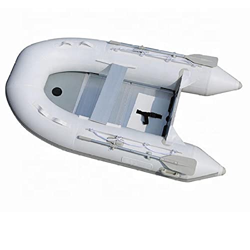 Fnho Lancha motora Kayak,Bote Inflable de Pesca Engrosado,Embarcación neumática de PVC de 2,7 m, aleación de Aluminio-Blanco_270 x 151cm