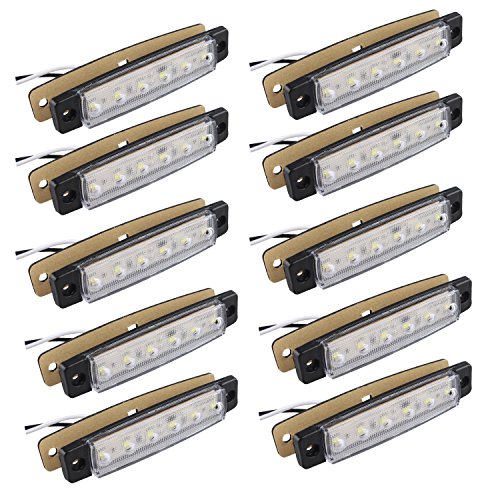 Futheda 10 luces LED 6 SMD blancas de 12 V para luces de posición delantera y trasera para remolque, camión, caravana, furgoneta, autobús, barco, tractor o autocaravana