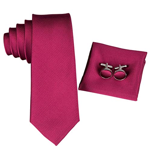 GPZFLGYN 5,5 cm de ancho, corbata delgada de seda, conjunto de corbata roja oscura, corbatas estrechas para hombres, corbata de niño flaco para estudiantes
