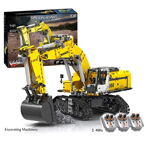 HYMAN 2.4G Excavadora de Cadenas, 4342 Piezas Excavadora de Control Remoto Bloques de Construcción de Modelo con Motor, Compatible con Lego